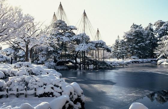 真冬の兼六園　雪景色